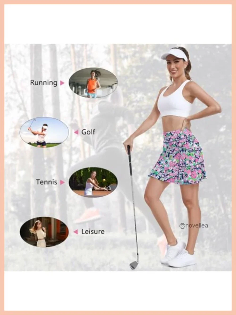 Pleated Tennis Skort with Pockets High Waist Athletic Golf Skirt
